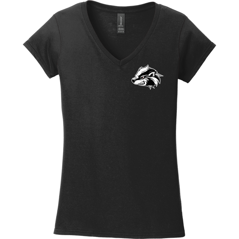 Allegheny Badgers Softstyle Ladies Fit V-Neck T-Shirt