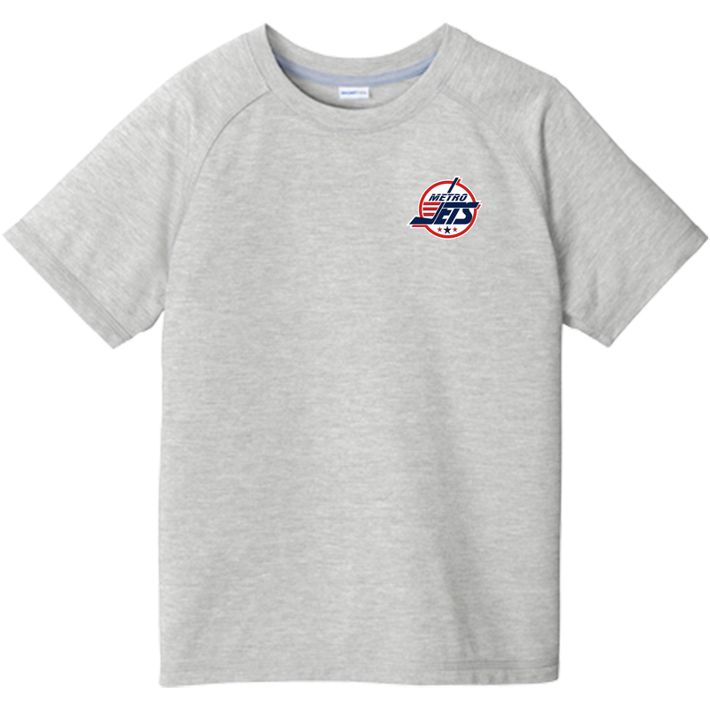 Metro Jets Youth PosiCharge Tri-Blend Wicking Raglan Tee